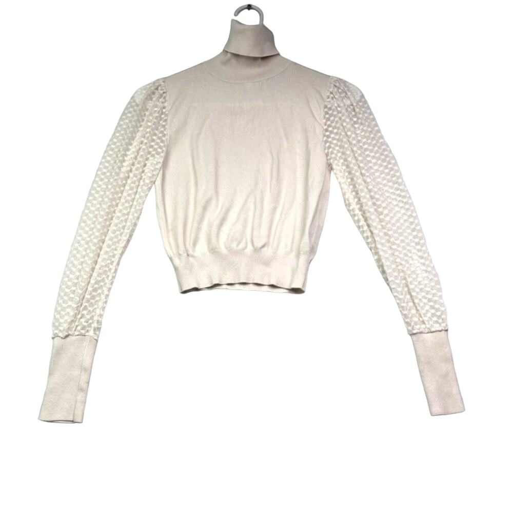 Zara Sweater Womens Small IVory Long Sleeve Turtleneck Knit